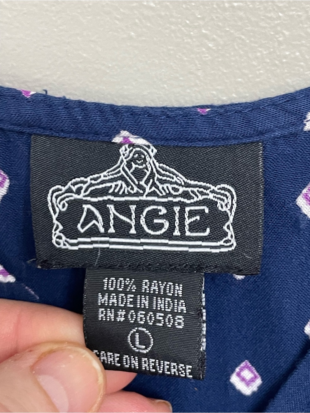 Angie Boho Mini Dress Large Navy Paisley Floral Babydoll Sleeve - Picture 2 of 6
